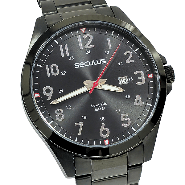 Relógio Seculus Masculino Analógico Preto Long Life 44232GPSVPA3
