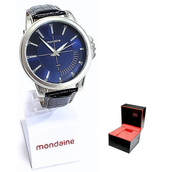 Relógio Mondaine Masculino Analógico Prateado Couro 76604G0MVNH3