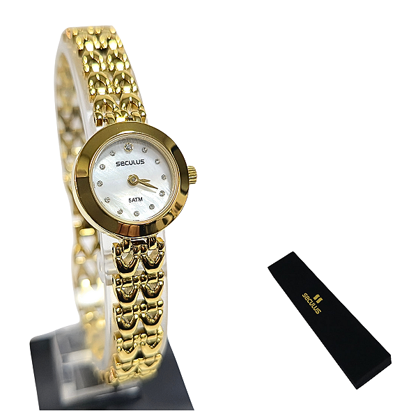 Relógio Seculus Feminino Analógico Dourado Mini 23696LPSVDB1