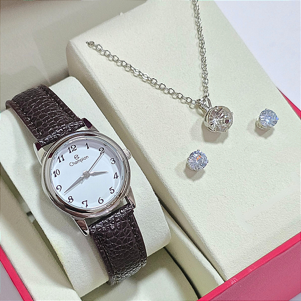Relógio Champion Feminino Analógico Mini Kit Prateado CH25007Q