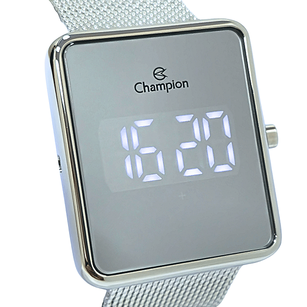 Relógio Champion Feminino Digital Led Branco Prateado CH40080S