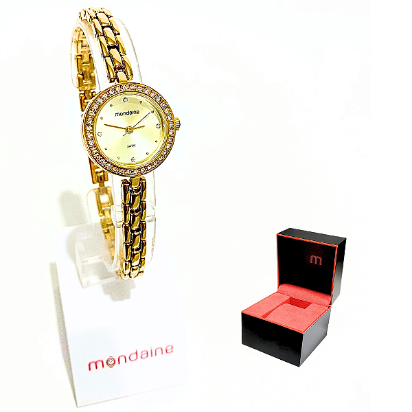 Relógio Mondaine Feminino Analógico Cristais Dourado 32497LPMVDM1