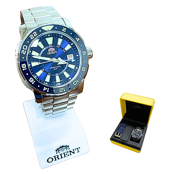 Relógio Orient Masculino Poseidon GMT Automático Prateado NH3SS003 D1SX