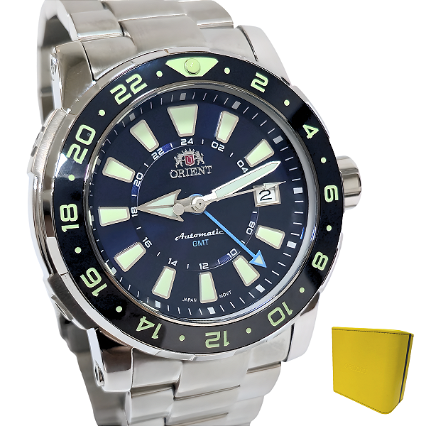Relógio Orient Poseidon GMT Automático Masculino Prateado NH3SS003 D1SX