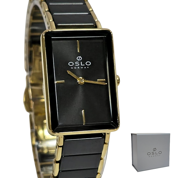 Relógio Oslo Feminino Analógico Solar Preto com Dourado OLTSKS9T0003 P1PK