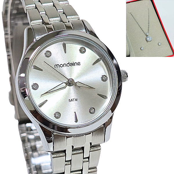 Relógio Mondaine Feminino Analógico Kit Colar e Brincos 32610L0MKNE2K1