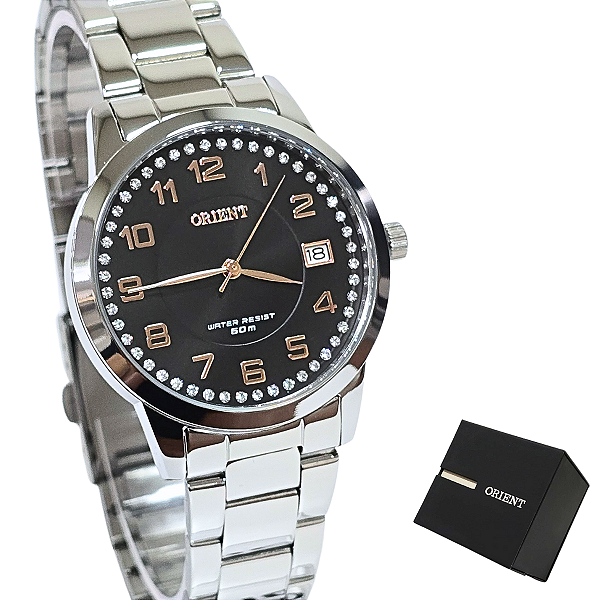 Relógio Orient Feminino Analógico Prateado Cristais FBSS1192 P2SX