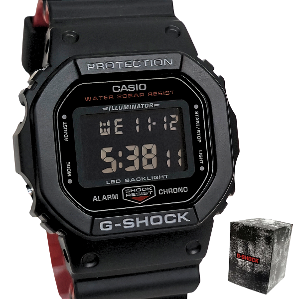 Relógio Casio G-Shock Masculino Preto Vermelho DW-5600UHR-1DR
