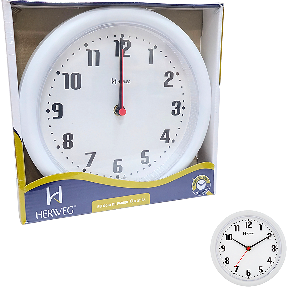Relógio de Parede Herweg Quartz Branco Analógico 6102 - 021