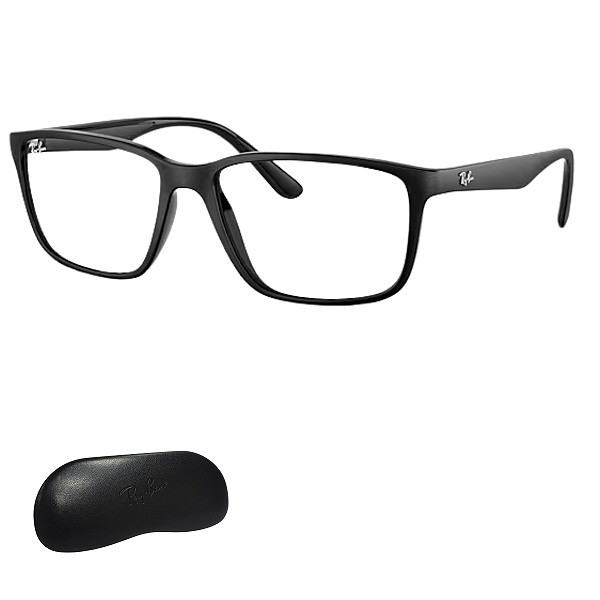 Armação Ray-Ban Masculino Preto Fosco Retangular RX7207L 8164 57