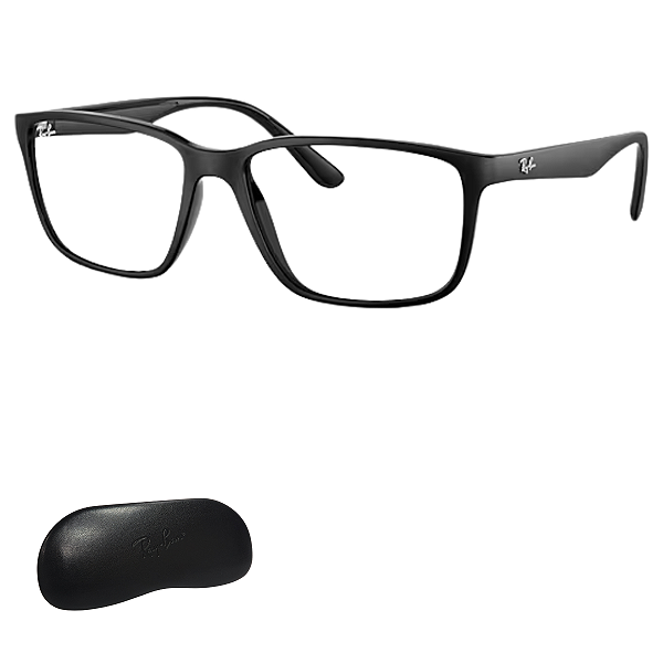 Armação Ray-Ban Masculino Preto Fosco Retangular RX7207L 8164 55