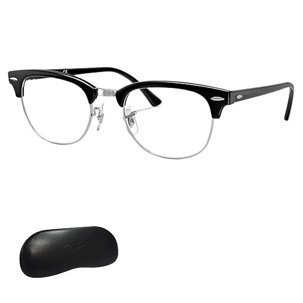 Armação Ray-Ban Unissex Quadrado Preto e Prateado RX5154 2000 51