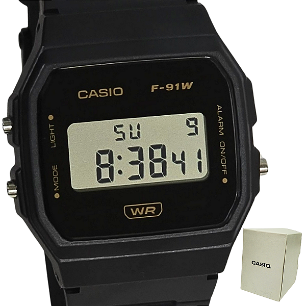 Relógio Casio Digital Unissex Clássico Preto F-91WB-8ADF