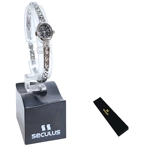 Relógio Seculus Feminino Analógico Mini Oval Prateado 20176L0SVNB4