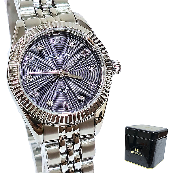 Relógio Seculus Feminino Analógico Prateado Mini Cristais 77256L0SVNA2