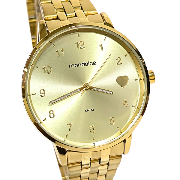 Relógio Mondaine Analógico Dourado Kit Coração 32597LPMKDE1K1