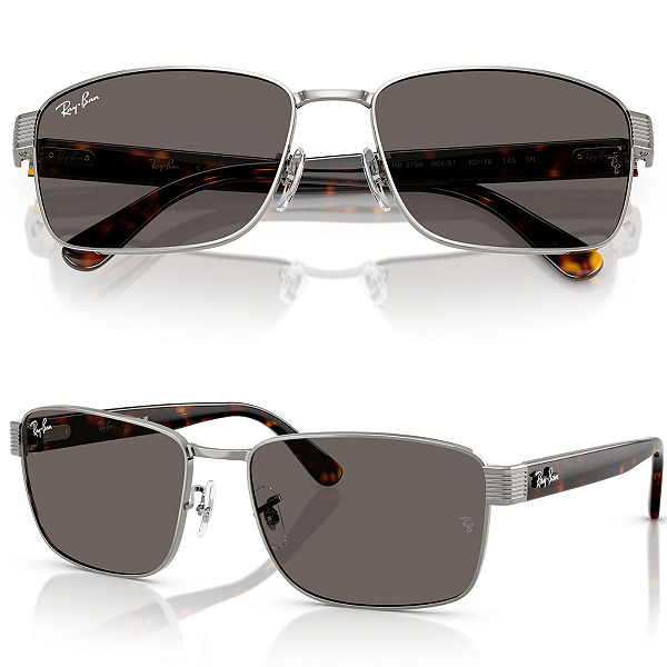 Óculos De Sol Ray Ban Gunmetal Dark Grey Tamanho 62