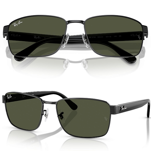 Óculos De Sol Ray Ban Gunmetal Black Tamanho 62