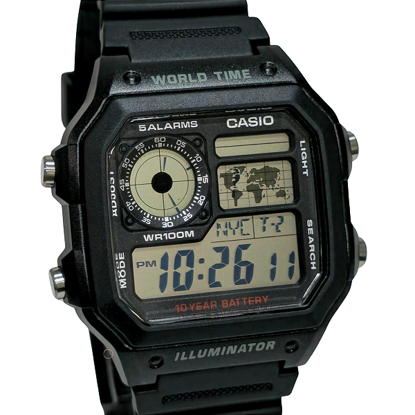 Relógio Casio Digital Masculino World Time AE-1200WH-1AVDF