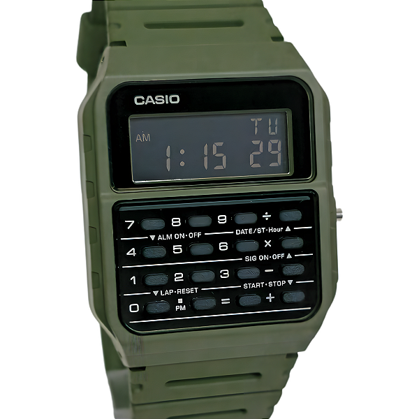 Relógio Casio Digital Calculadora 2 em 1 Verde Musgo CA-53WF-3BDF