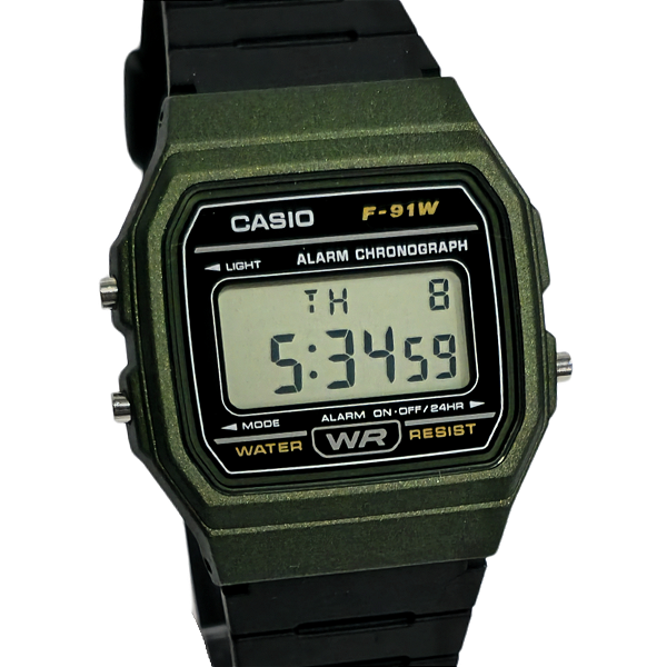 Relógio Casio Digital Unissex Clássico Verde F-91WM-3ADF