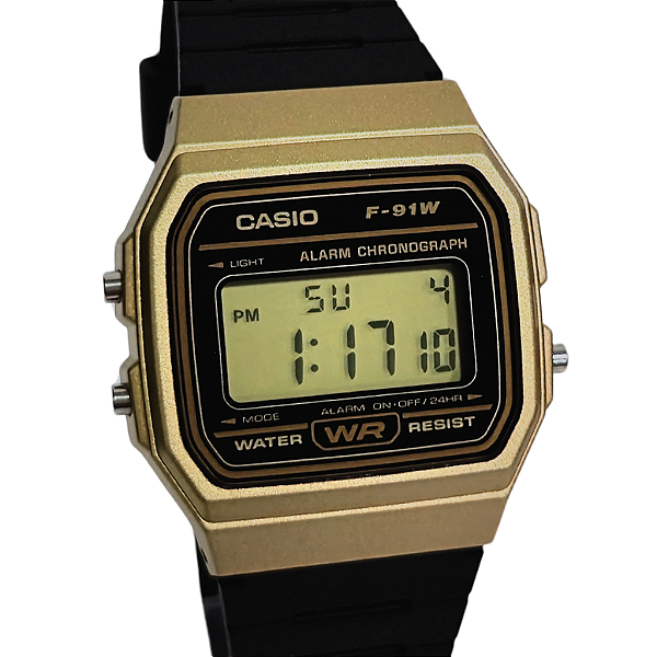 Relógio Casio Digital Unissex Clássico Dourado F-91WM-9ADF