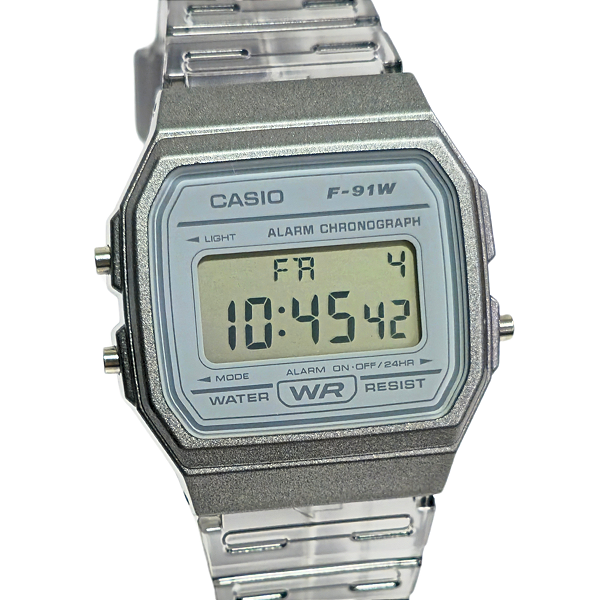 Relógio Casio Digital Unissex Transparente Fumê F-91WS-8DF