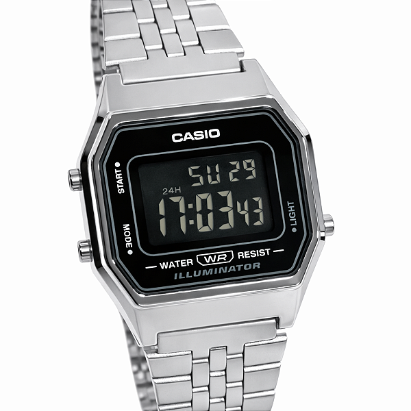 Relógio Casio Digital Vintage Feminino Prateado LA680WA-1BDF