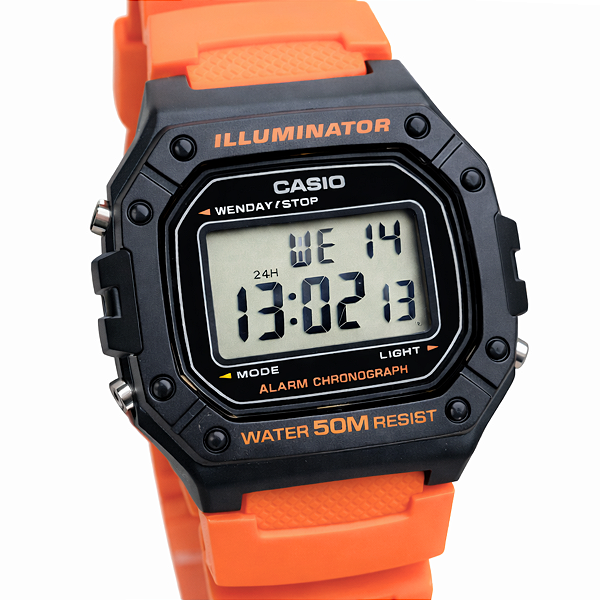 Relógio Casio Digital Esportivo Masculino Laranja W-218H-4B2VDF