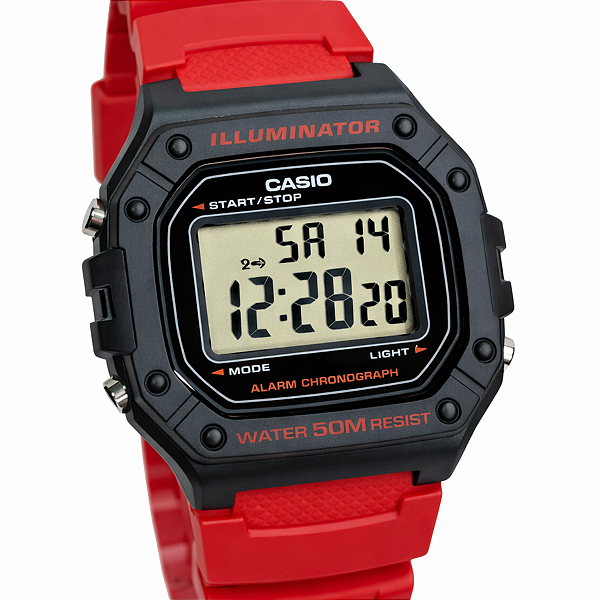 Relógio Casio Digital Esportivo Masculino Vermelho W-218H-4BVDF