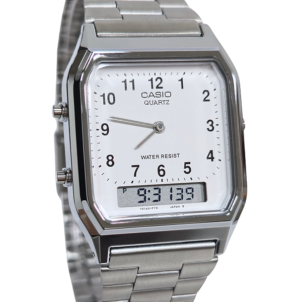 Relógio Casio Anadigi Social Unissex Prateado AQ-230A-7BMQ