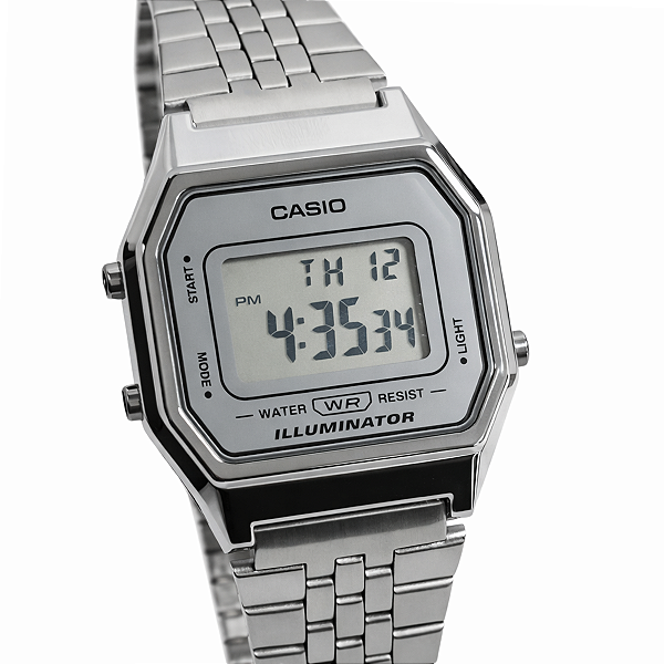 Relógio Casio Digital Vintage Feminino Prateado LA680WA-7DF