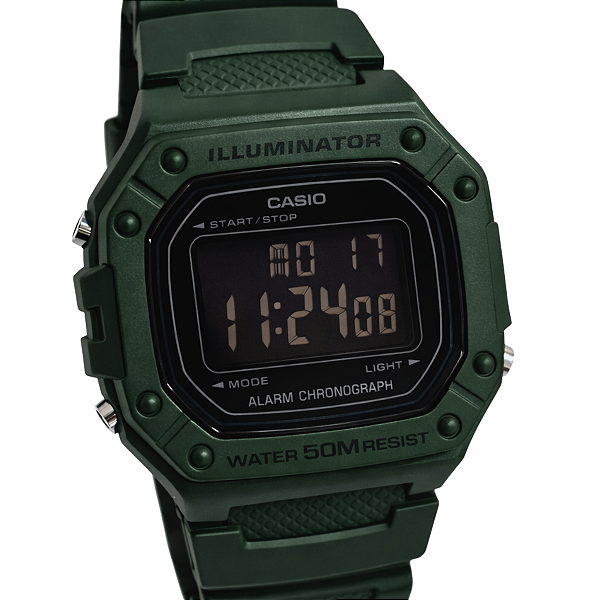 Relógio Casio Digital Esportivo Masculino Verde W-218H-3BVDF
