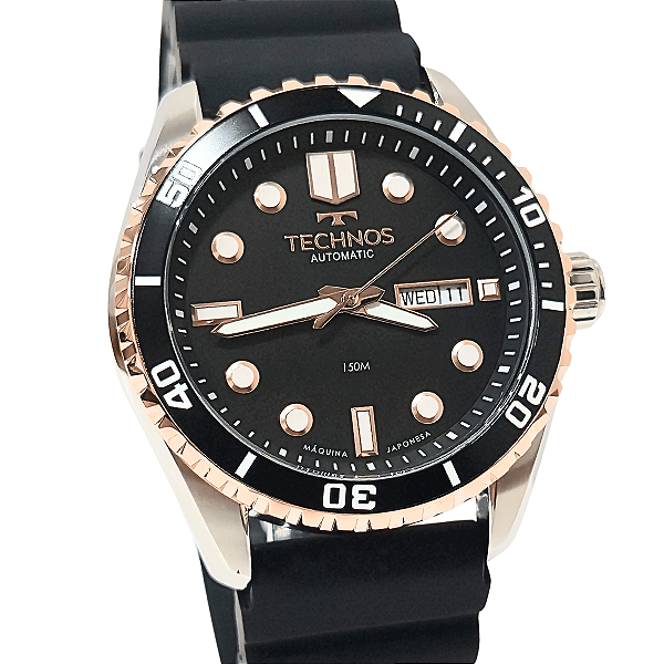 Relógio Technos Masculino Automático Bicolor Silicone 8205PB/2P