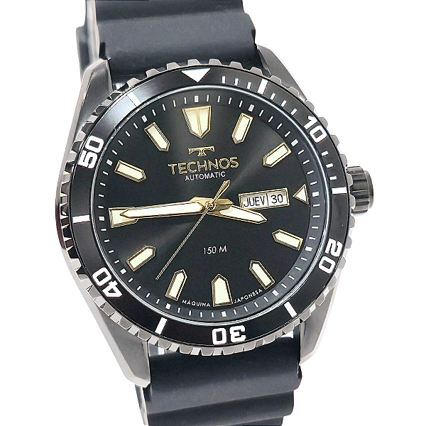 Relógio Technos Masculino Automático Diver Preto 8205PF/2P