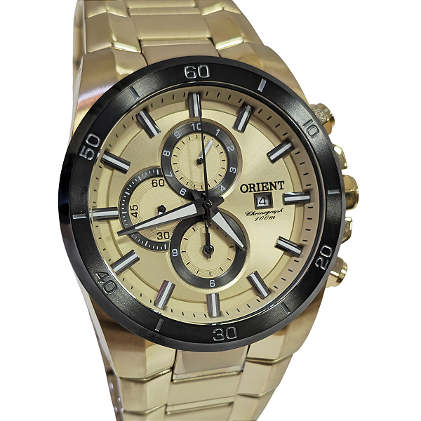 Relógio Orient Analógico Cronógrafo Masculino Dourado MGSSC050 C1KX