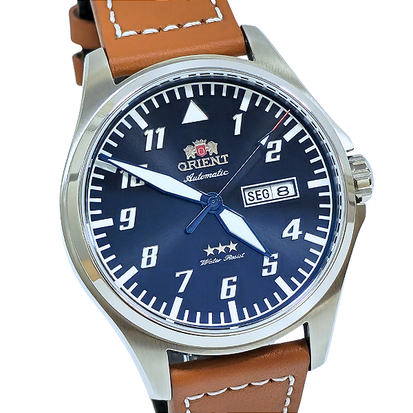 Relógio Orient Masculino Automático Três Estrelas Couro YN6SC010 P2MX