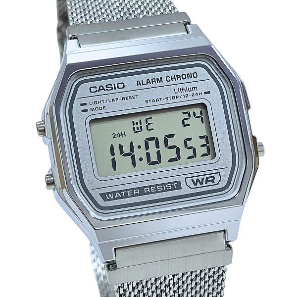 Relógio Casio Unissex Digital Vintage Prateado A158WEM-7DF