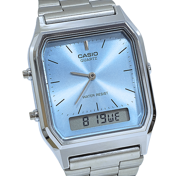 Relógio Casio Unissex Anadigi Vintage Prateado AQ-230A-2A1MQYDF