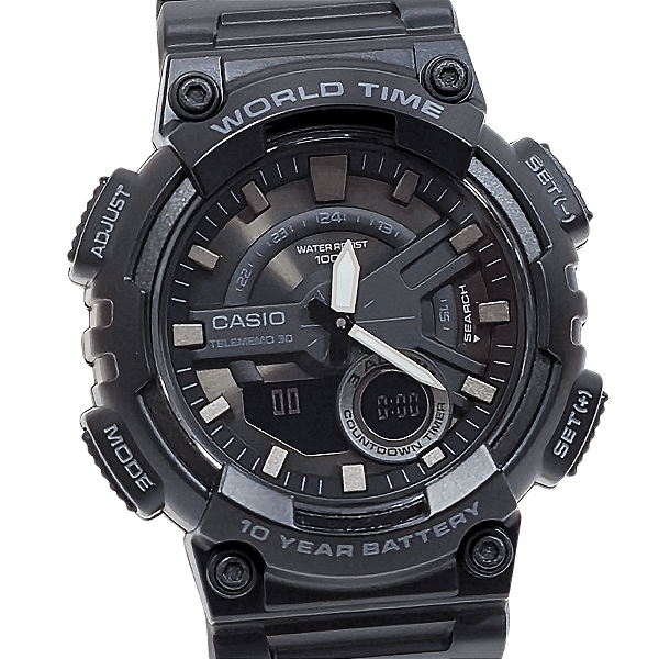 Relógio Casio Masculino Anadigi Esportivo Preto AEQ-110W-1BVDF