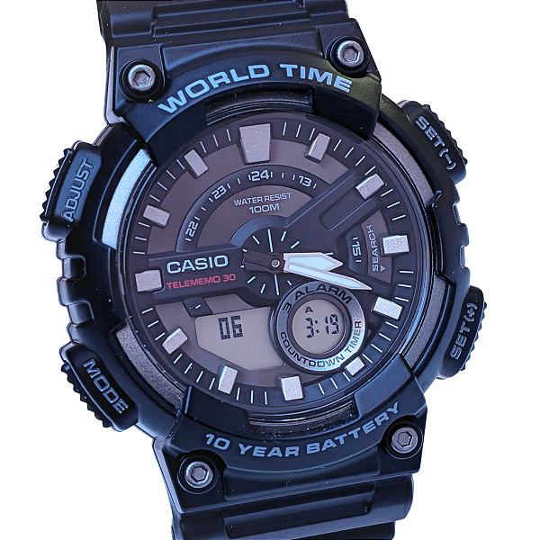 Relógio Casio Masculino Anadigi Esportivo Preto AEQ-110W-1AVDF