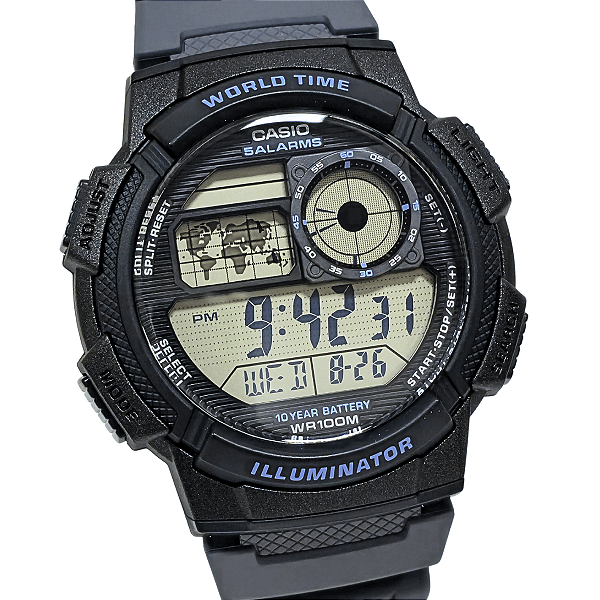 Relógio Casio Masculino Digital World Time AE-1000W-8AVDF