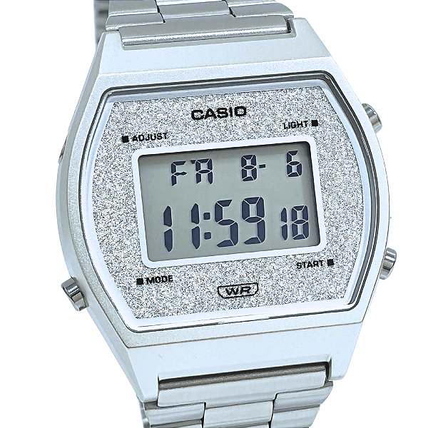 Relógio Casio Feminino Digital Vintage Glitter Prateado B640WDG-7DF