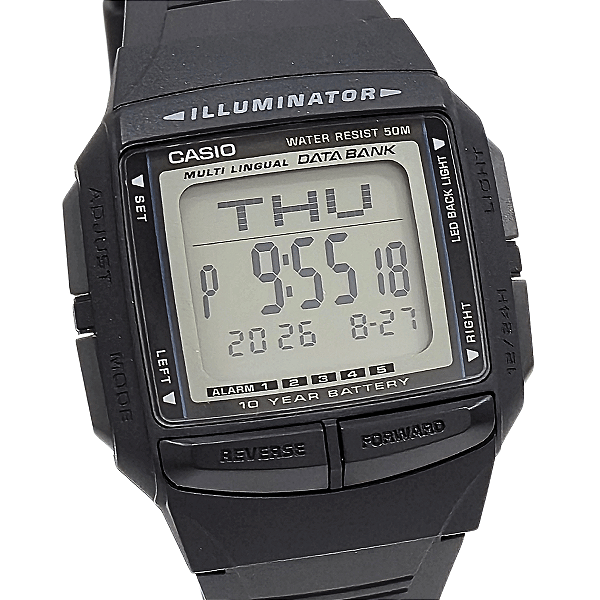 Relógio Casio Masculino Digital Data Bank Preto DB-36-1AVDF