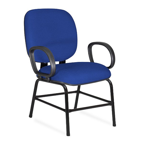 Cadeira Escritório Obeso Plus Size Pé Fixo Tecido Azul