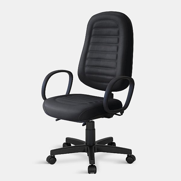 Cadeira Presidente Couro Giratória Back C/br 0097 Preta
