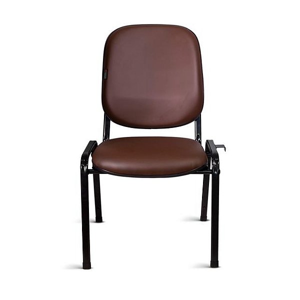 Cadeira Comfort para Igreja e Auditório Empilhável Estofada Gomada com Gancho Lateral Marrom