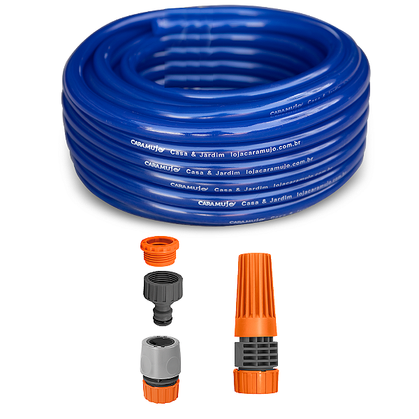 Kit Mangueira 30m (04 peças) - Mangueira 30 metros/esguicho/engate/adaptador