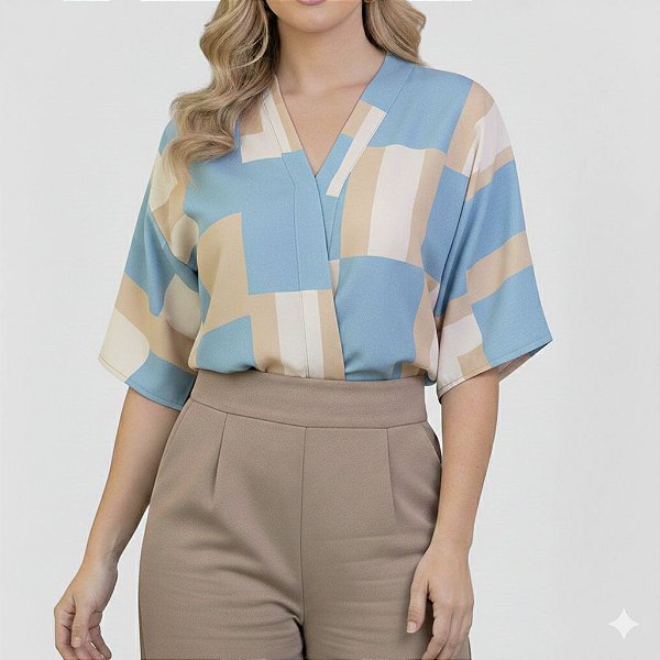 Blusa Manga Morcego Estampada - Adriana