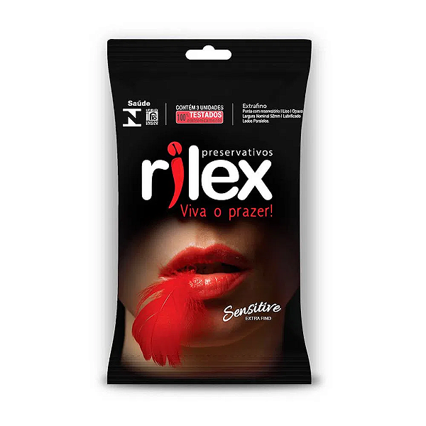 Preservativo Lubrificado Extra Fino Sensitive 3 Unidades Rilex